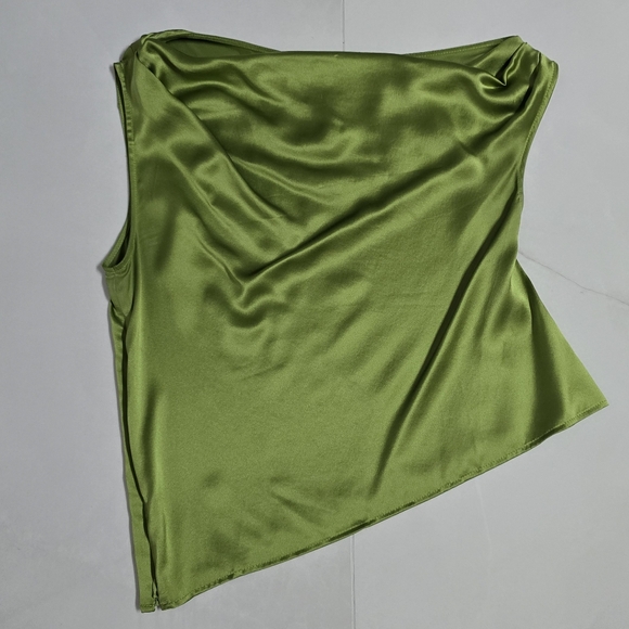 Reformation Annika Silk Top - Avocado - Size 4 - Picture 3 of 10